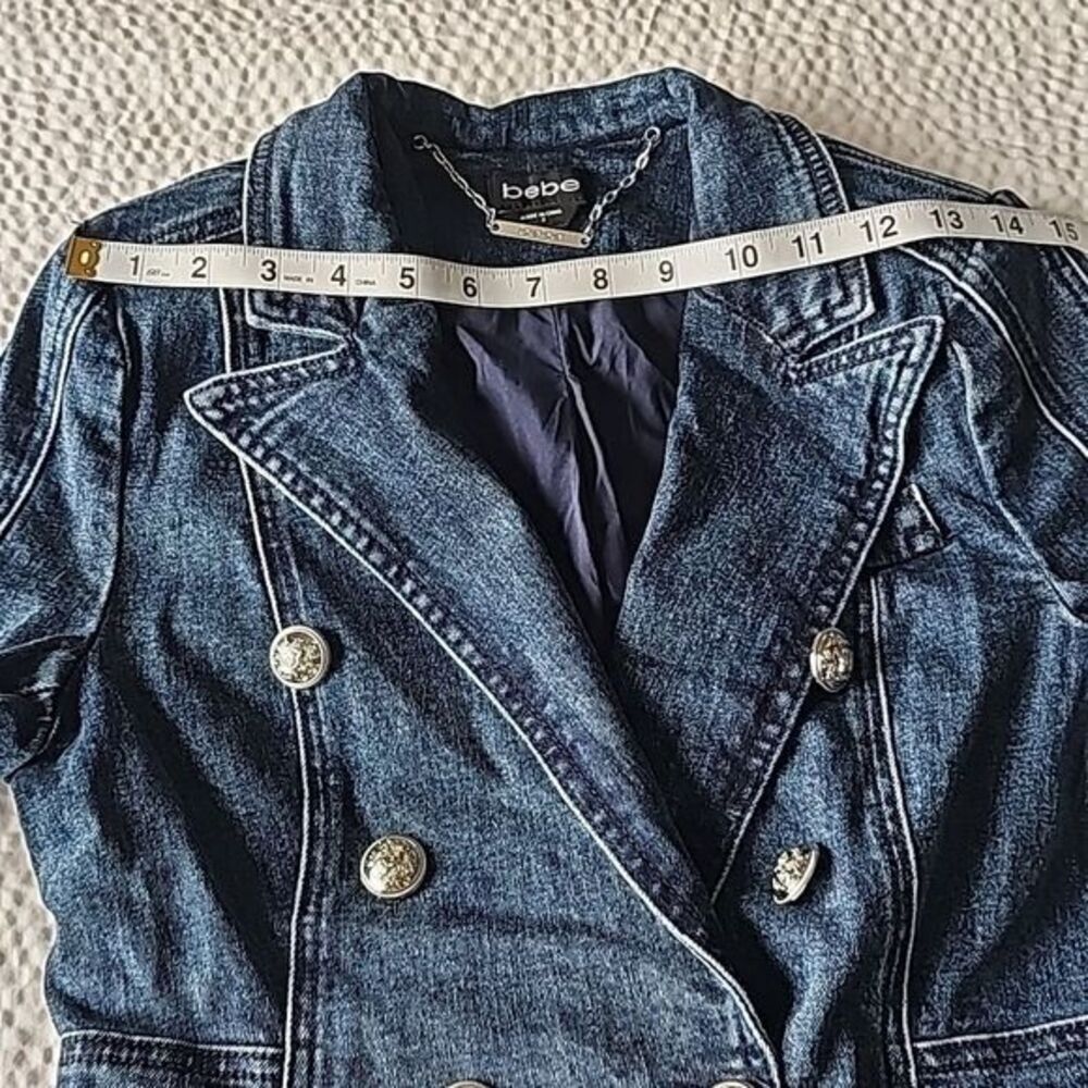 Bebe -956 Tailored Double Breasted Denim Jacket in Antique‎ Indigo Wash size 2 - Picture 16 of 16